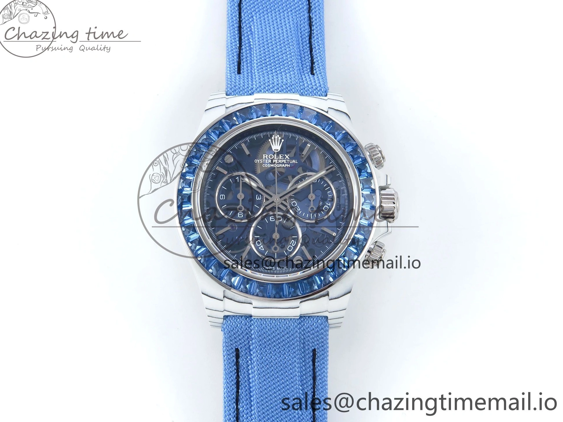 Carbon REMOULD Blue on Dial Bezel Edition DD4802 White Diamonds GETF Best Strap Blue Skeleton ZIF Nylon Blue Daytona 0331
